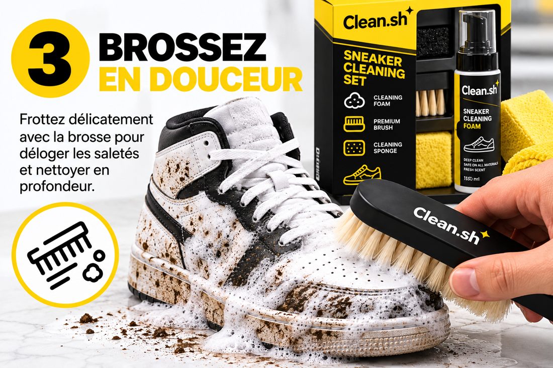 Frottez doucement avec la brosse.