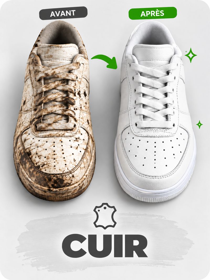 Cuir : avant / après nettoyage avec Clean.sh