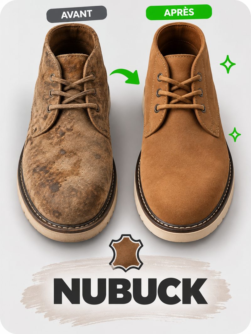 Nubuck : avant / après nettoyage avec Clean.sh
