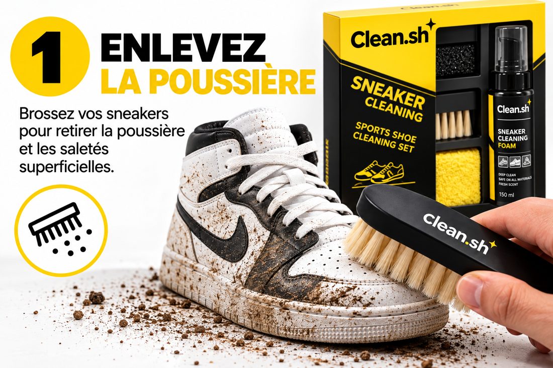 Enlevez la poussière avec la brosse.