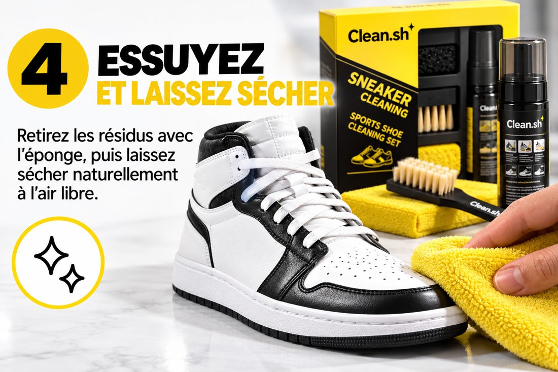 Essuyez avec l'éponge et laissez sécher.